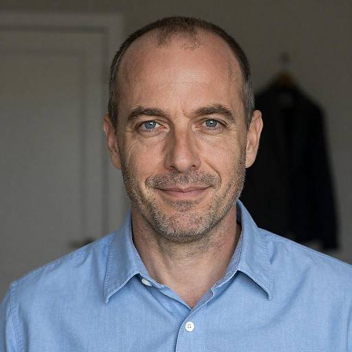 Middle-aged man with blue eyes and light stubble