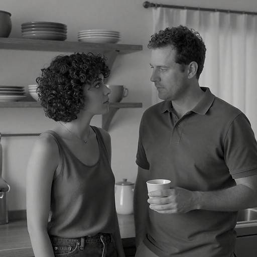 Intimate Black-and-White Kitchen Scene