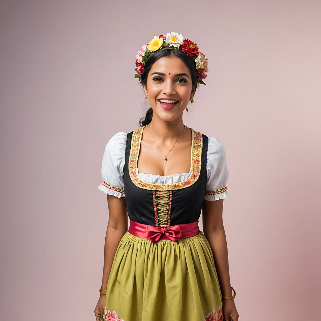 Excited Festival-Goer in Traditional Dirndl