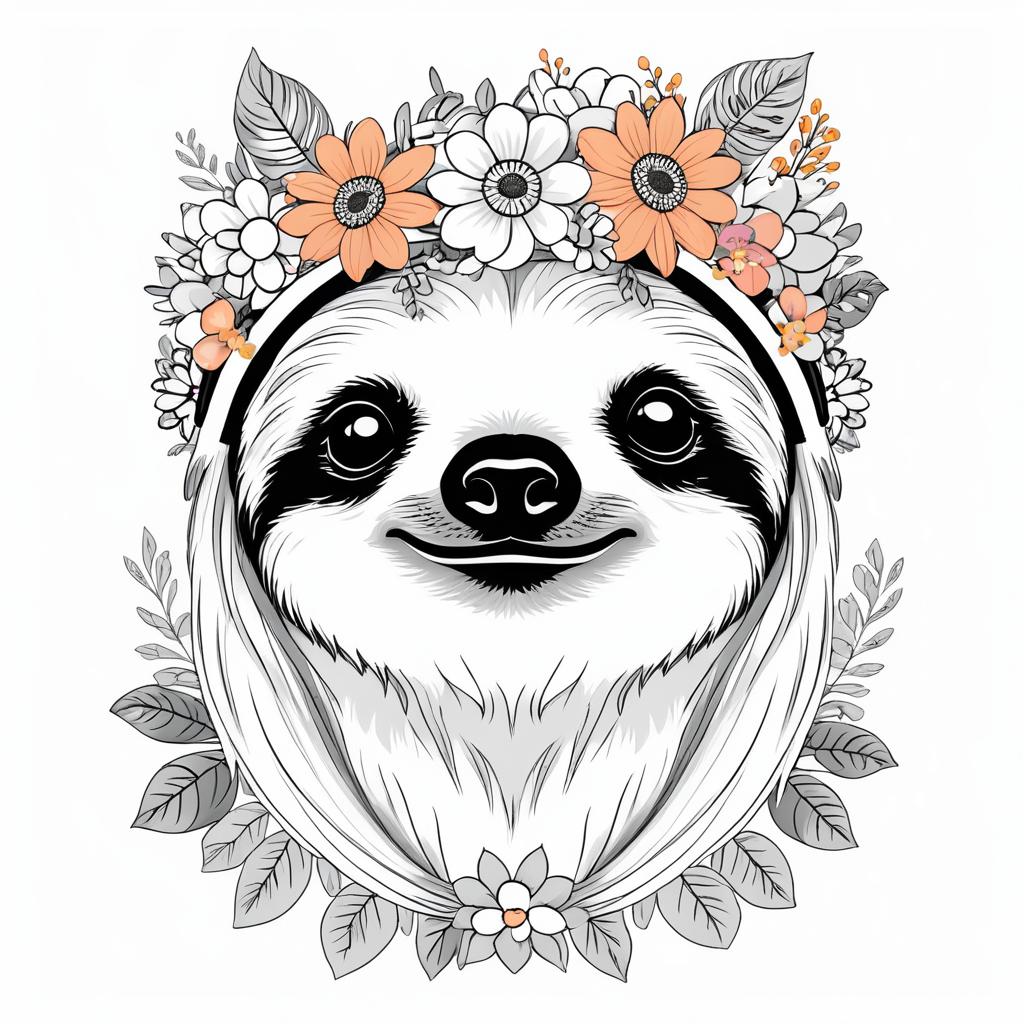 Whimsical Sloth Floral Crown Design