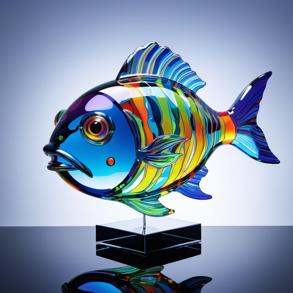 Vibrant Pop Art Glass Fish Sculpture