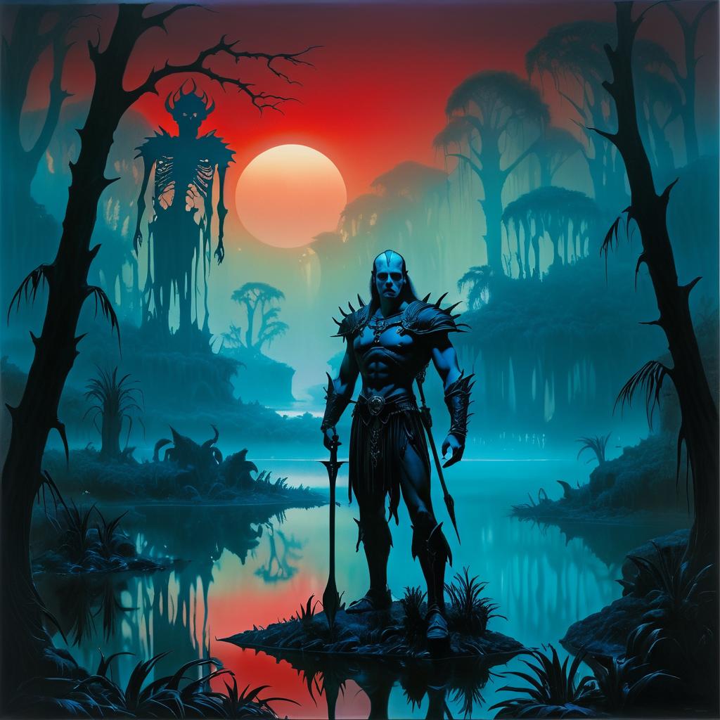 Mysterious Dark Elf in Jungle Landscape