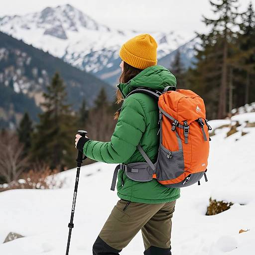 Winter Hiking in Snowy Mountains