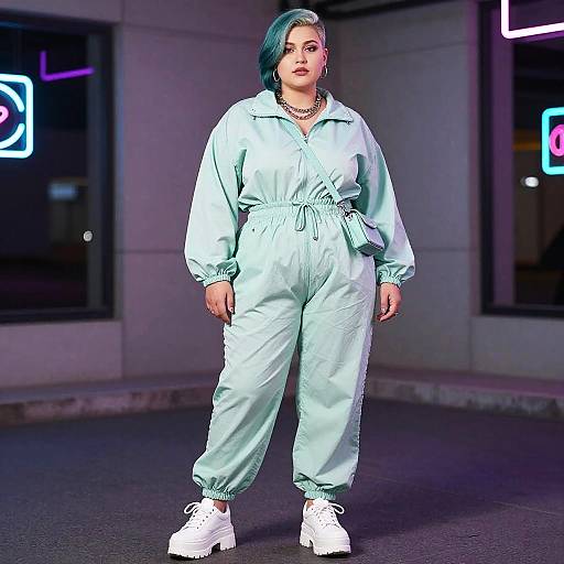 Neon Douyin Non-Binary Streetwear Portrait