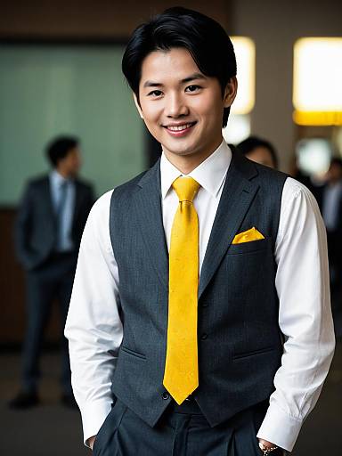 Suave Asian Film Character in Suit