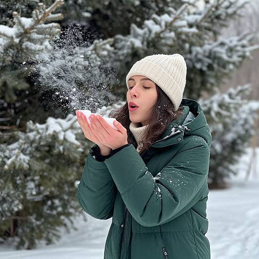 Woman in Winter Snowy Landscape