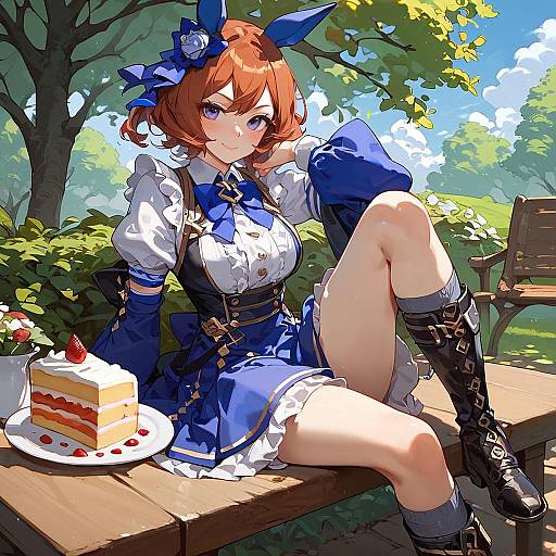 Mejiro McQueen Idol Sitting Outdoors