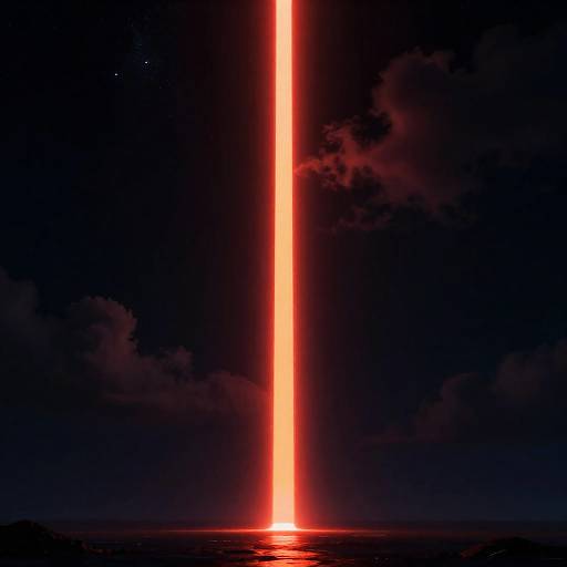 Neon Vertical Beam Over Cosmic Horizon