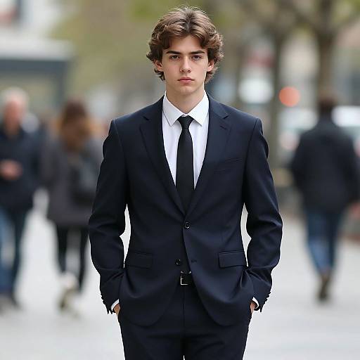 Confident Young Man in Navy Suit