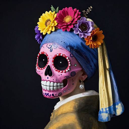 Vermeer Style Viva Magenta Sugar Skull