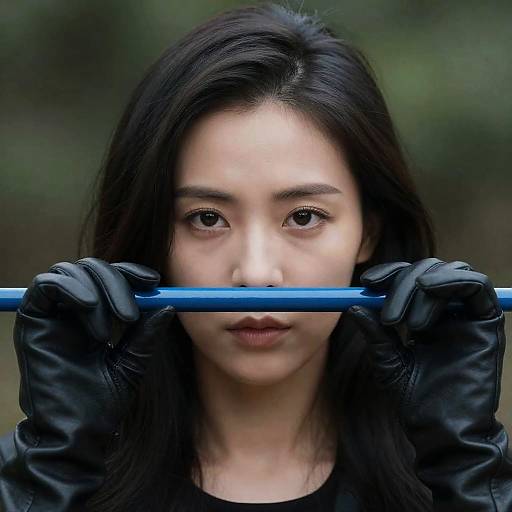 Intense Focus: Woman with Metal Object