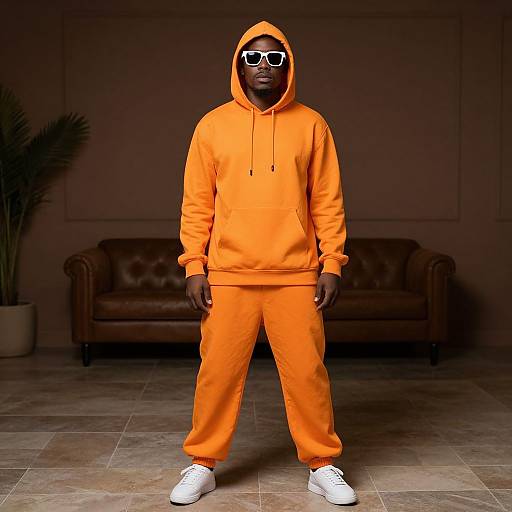 Man in Orange Hip Hop Costume