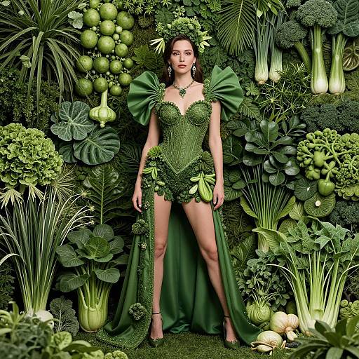 Nature-Inspired Green Fashion Portrait