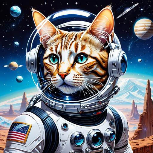 Feline Astronaut in Futuristic Acrylic Design Feline Astronaut in Futuristic Acrylic Design