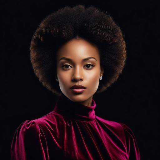 Elegant Afro-Caribbean Woman in Velvet Gown