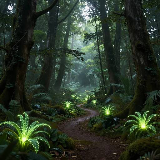 Glowing Mystical Forest with Luminescence