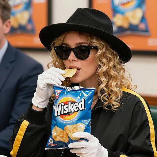 Chic Woman Enjoying Snack in Style