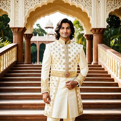 Young Man in Traditional Indian Sherwani