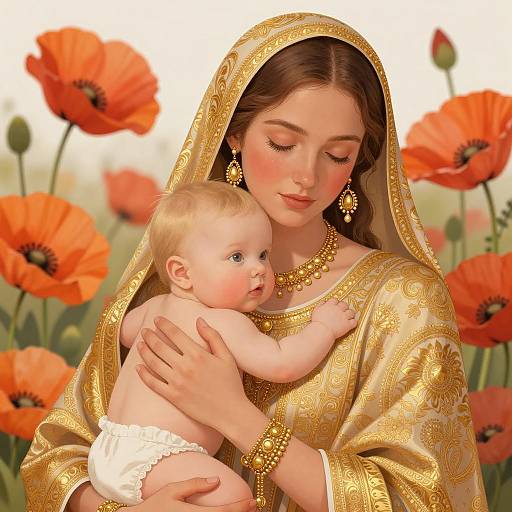 Tender Moment with Mother and Child