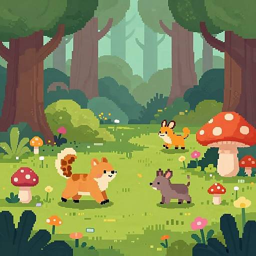 16bit Whimsical Forest Pixel Art