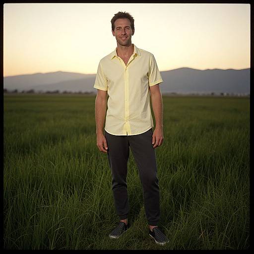 Carefree Man in Golden Sunset Glow