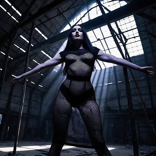 Gothic Fashion in Abandoned Hangar