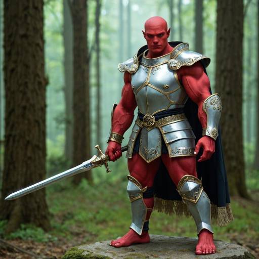 Muscular Demon with Armor in Forest