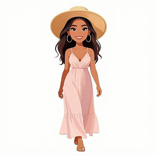 Bohemian Woman in Light Pink Dress