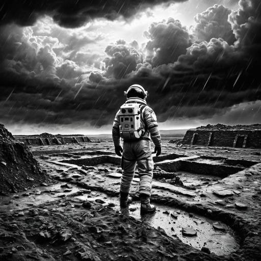 Astronaut Exploring Archaeological Dig Site