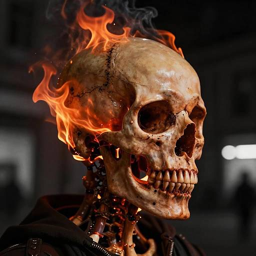 Burning Skull with Fiery Flames