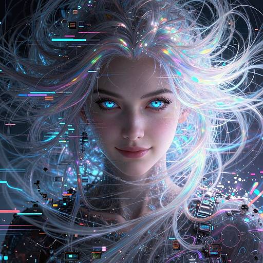 Extreme Cyberpunk Glitch-Core Portrait