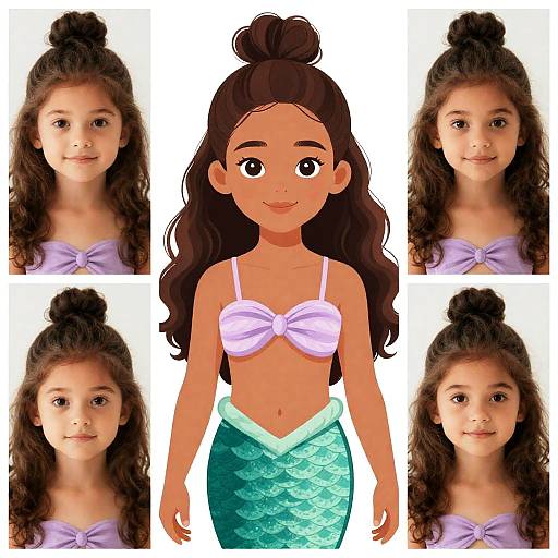 Bright Toddler Mermaid with Afro Bun