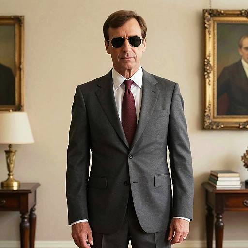 Man in Suit and Sunglasses Indoors
