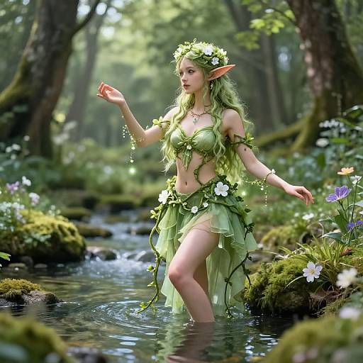 Spring Eladrin Druid in Lush Forest