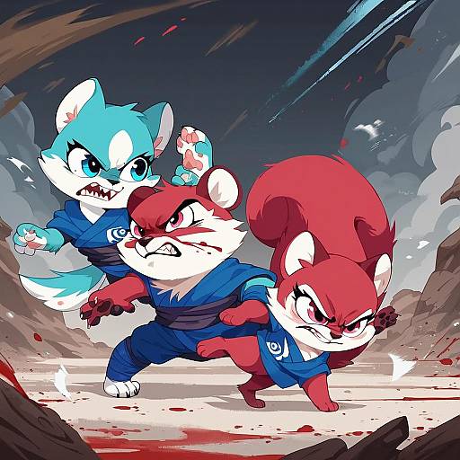 Epic Squirrel Showdown in Vibrant Action