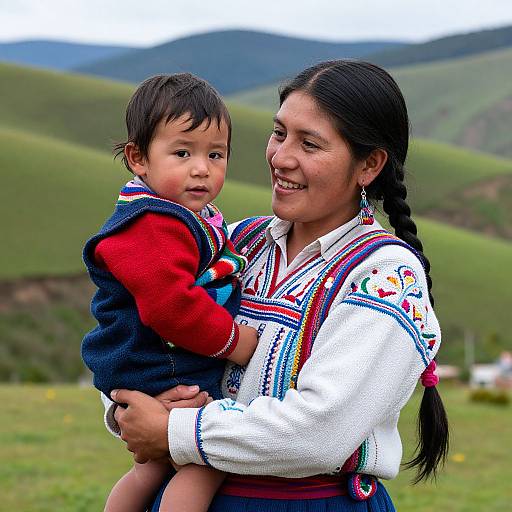 Quechua Mother and Child in Nature