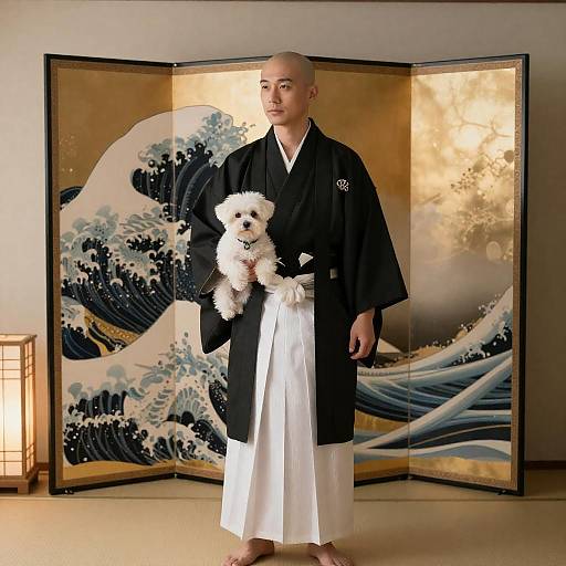 Bald Man in Traditional Japanese Attire