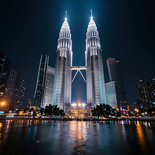 Futuristic Twin Towers at Night