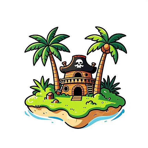Vivid Vector Art of Pirate Island