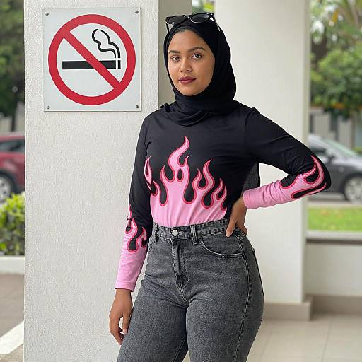 Confident Woman in Stylish Hijab Outfit