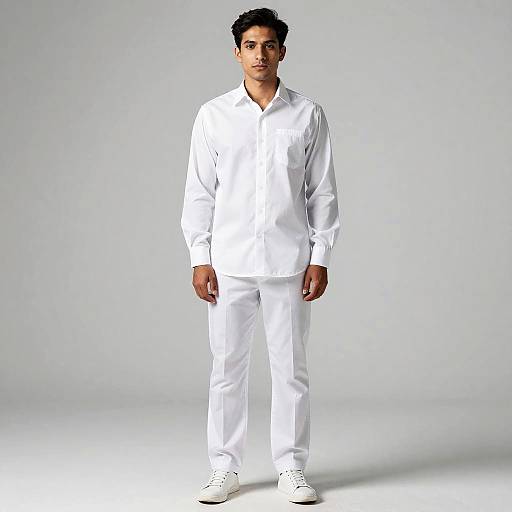 Man in White Costume Standing Indoors