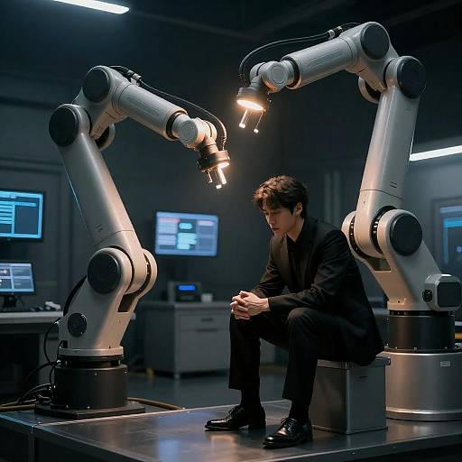 Man in Suit with Robotic Arm
