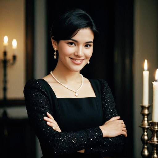 Elegant Woman in Black Evening Dress