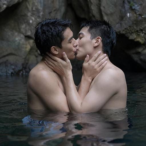 Intimate Moment in a Cave Pool