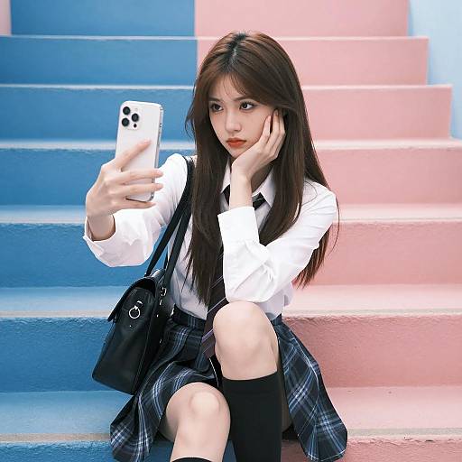 Stylish Asian Woman Taking a Selfie