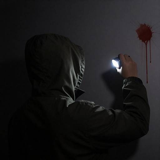 Mysterious Figure Illuminating Bloodstains