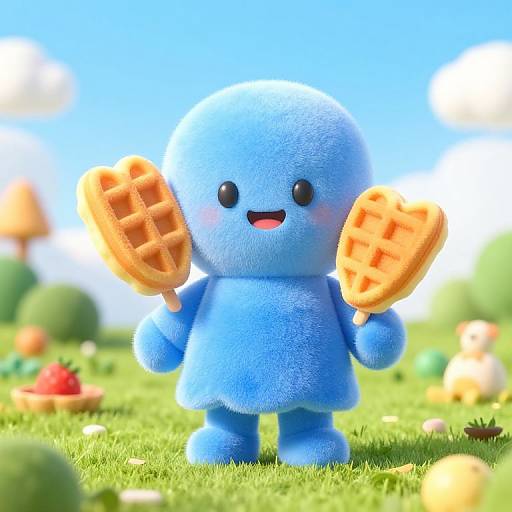 3D Grandmother Mascot with Waffle