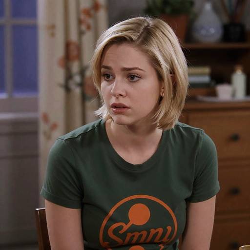 Concerned Woman in Cozy Room Setting