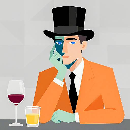 Colorful Geometric Man with Top Hat
