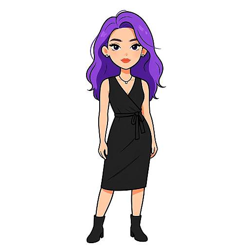 Stylish Woman in Black Wrap Dress